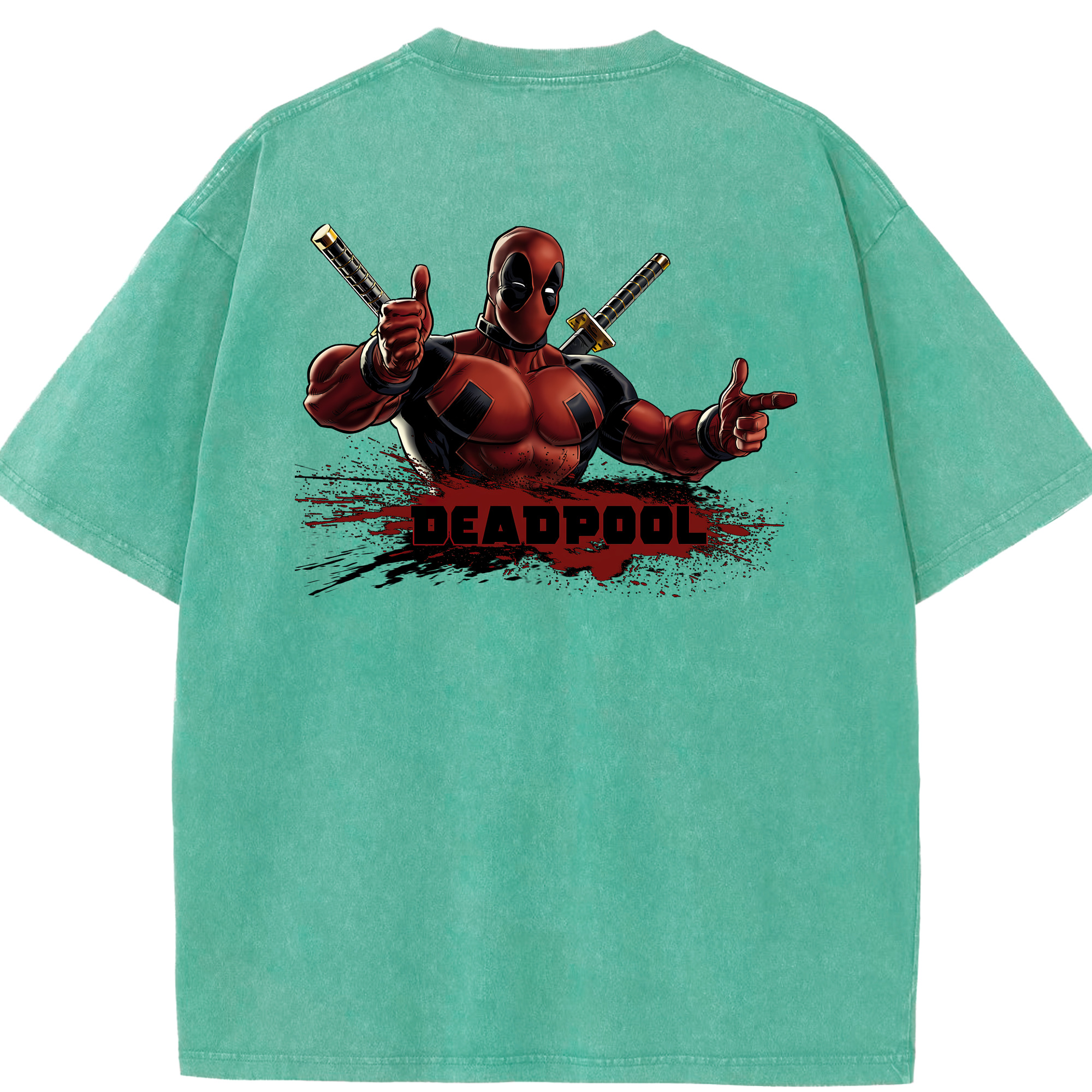 （画像用） Deadpool デッドプール 綿100% ヴィンテージ風 半袖Tシャツ（背面プリント）